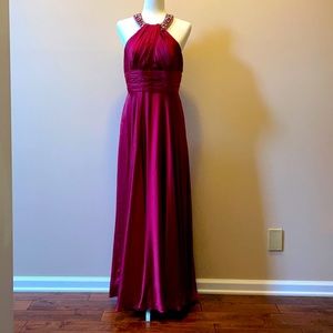 Dark red long dress